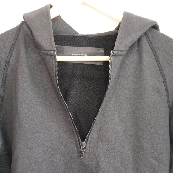 Wings + Horns 1/2 Zip Slim Fit Pullover Hoodie Black Men's Size Small Sweatshirt - Picture 3 of 8